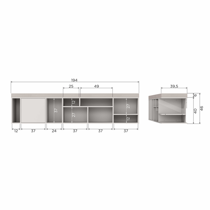 vtwonen Letterba(n)k XL Bankje - Grenen - Dust - 40x194x40