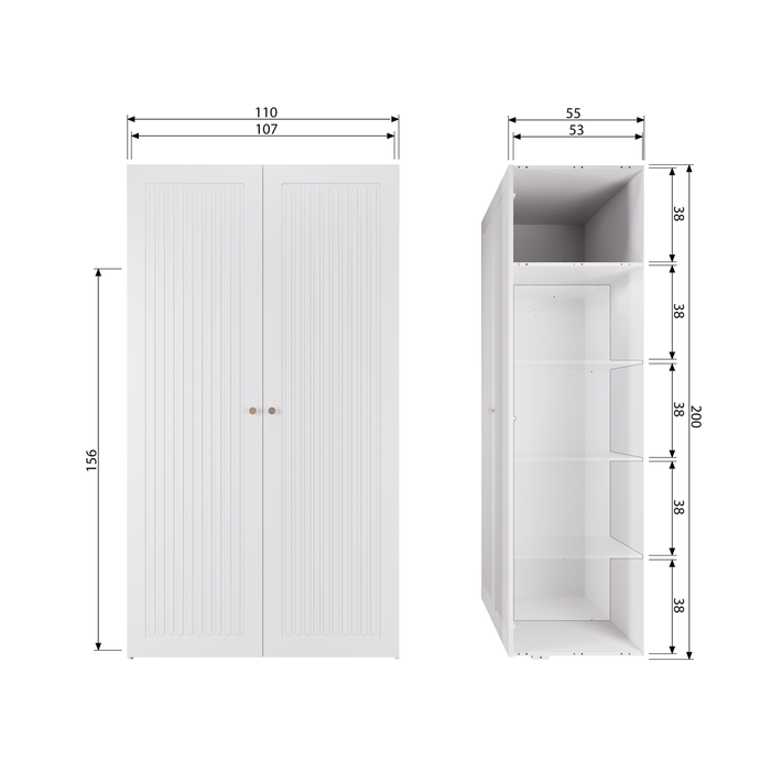 WOOOD Sipke Opbergkast - Grenen - Wit - 210x110x55