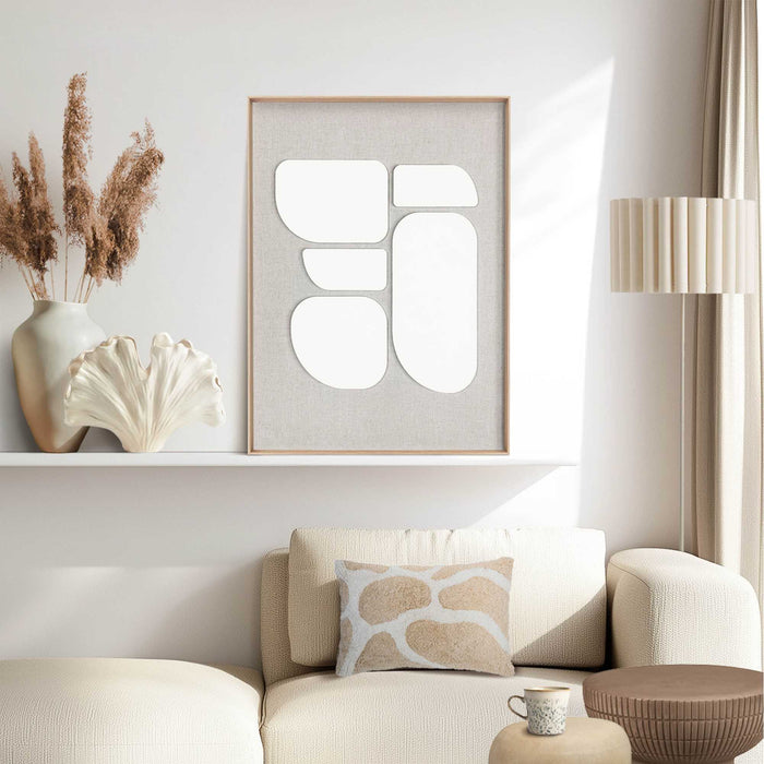 Reinders - Organic Blocks Linen Wood - Schilderij 3D Art 50x70 cm - Beige