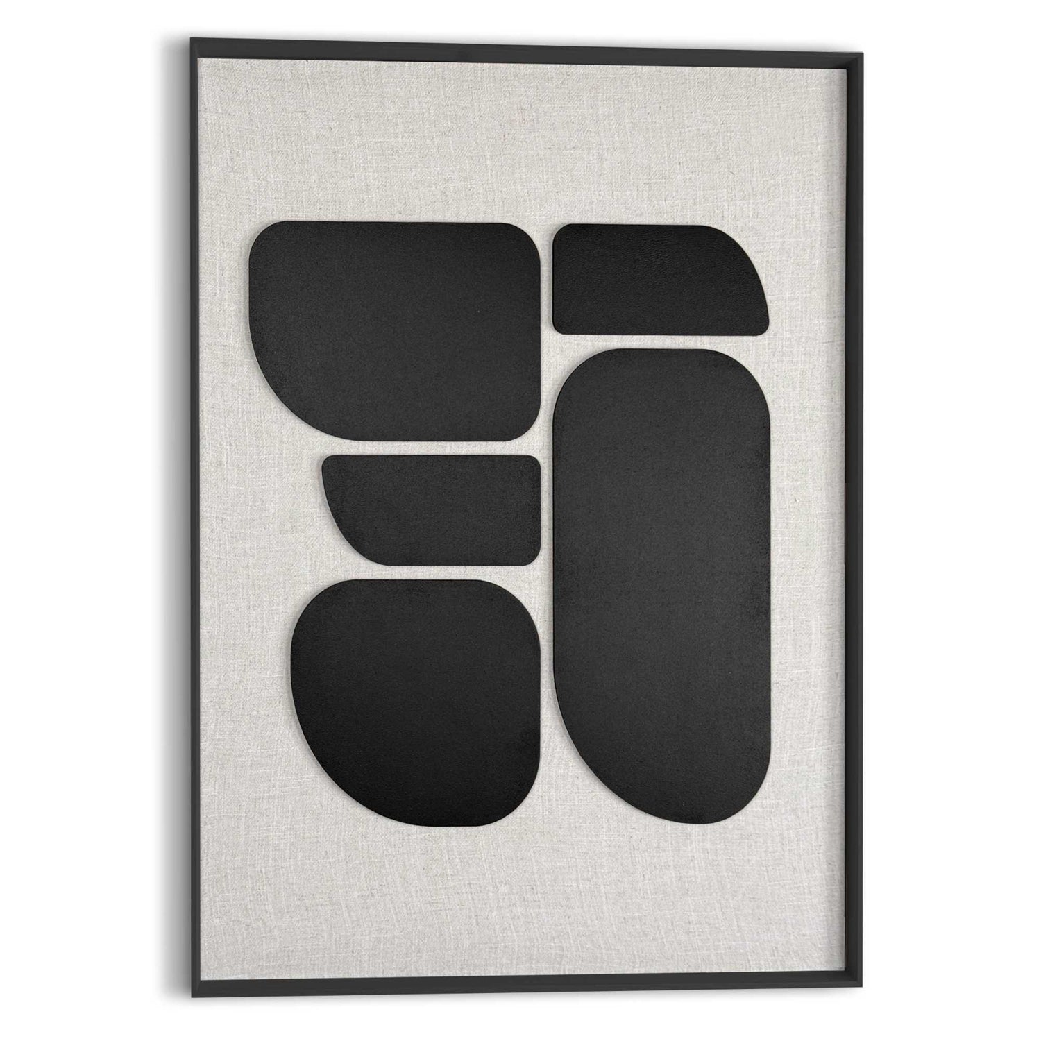 Reinders - Organic Blocks Linen Black - Schilderij 3D Art 50x70 cm - Zwart-Wit