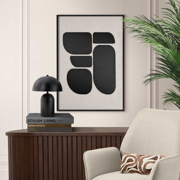 Reinders - Organic Blocks Linen Black - Schilderij 3D Art 50x70 cm - Zwart-Wit