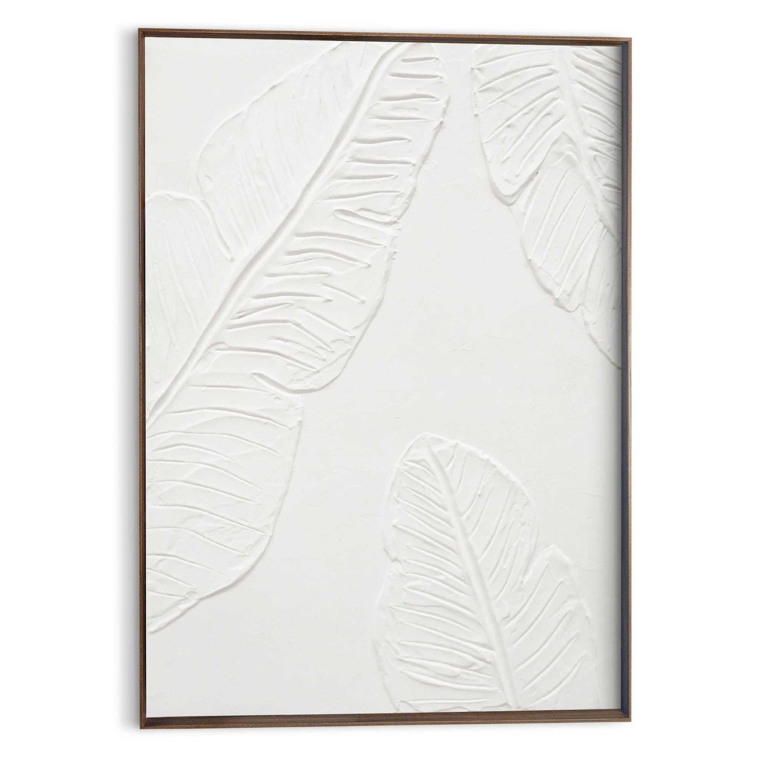 Reinders - Tropical Leafs - Schilderij met reliëf – walnootkleur 50x70 cm - Wit