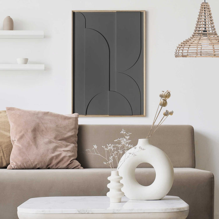 Reinders - Puzzeled - charcoal - Schilderij 3D Art 50x70 cm - Zwart