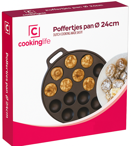 Cookinglife Poffertjespan - Gietijzer - ø 24 cm - 19 poffertjes