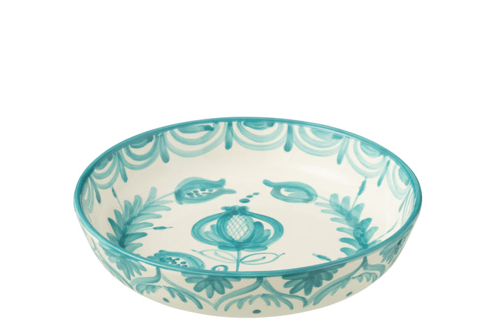 J-Line schaal Granada Low - keramiek - wit|aqua - large - Ø