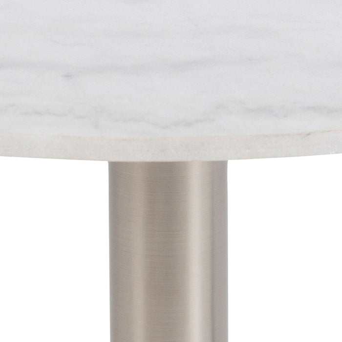 by fonQ Marble Salontafel Marmer - Ø 80 - Wit / Chroom