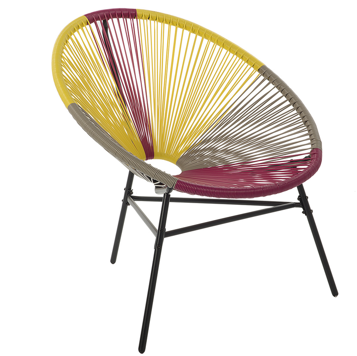 Beliani - ACAPULCO - Tuinstoel set van 2 - Roze|Geel|Beige - PE rotan