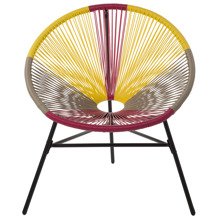 Beliani - ACAPULCO - Tuinstoel set van 2 - Roze|Geel|Beige - PE rotan
