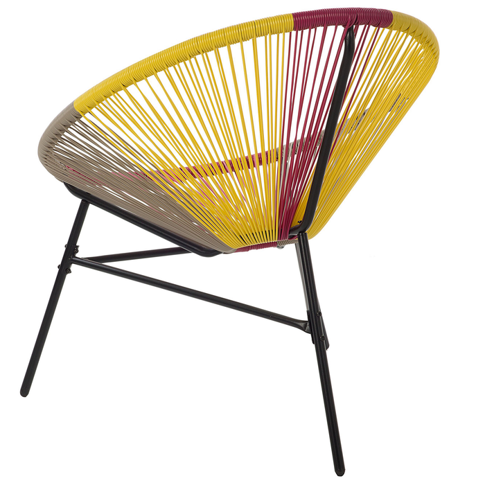 Beliani - ACAPULCO - Tuinstoel set van 2 - Roze|Geel|Beige - PE rotan
