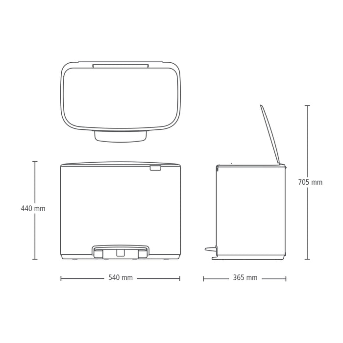 Brabantia Bo Pedaalemmer 3 x 11 L - Zwart