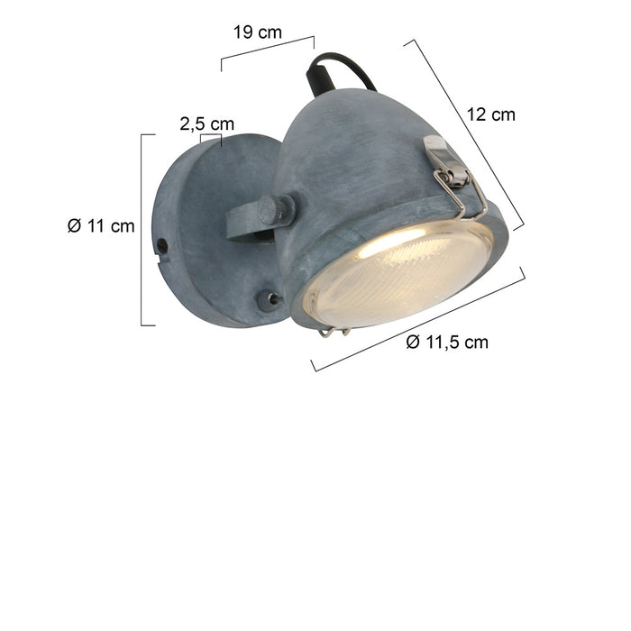 Mexlite Dublin Wandlamp Grijs