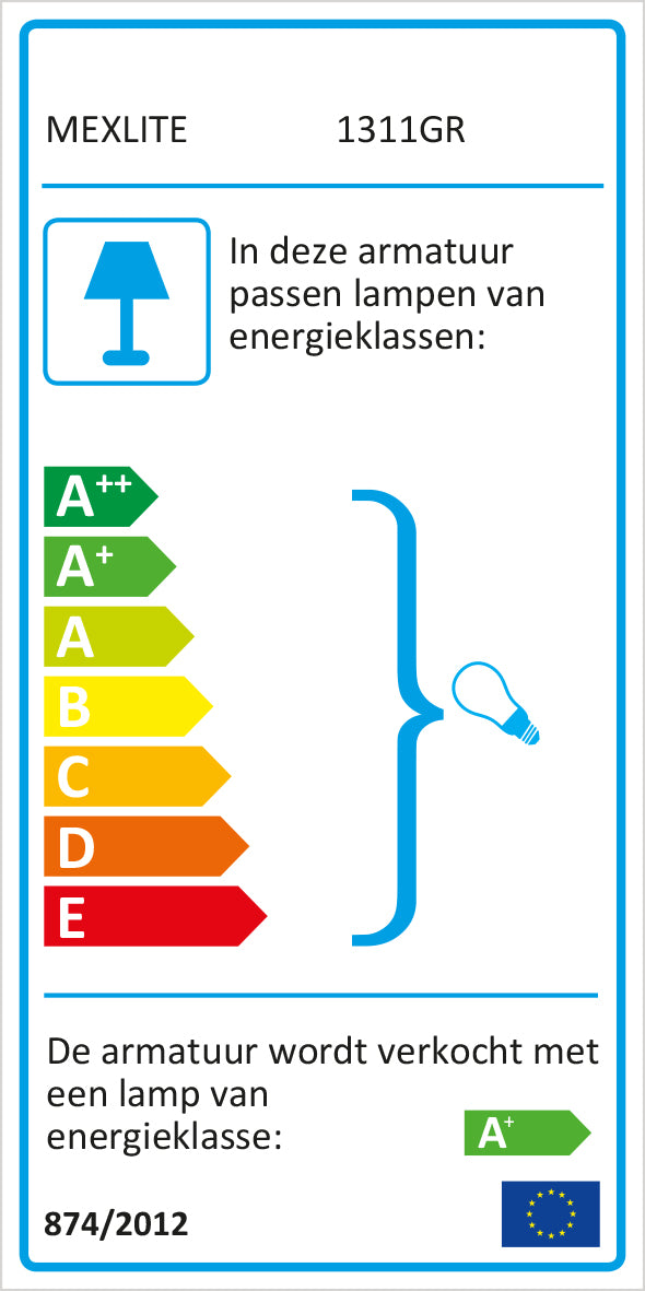 Mexlite Dublin Wandlamp Grijs
