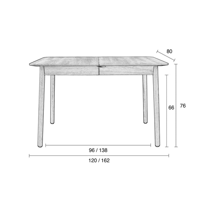Zuiver Glimps Eettafel Uitschuifbaar - 120/162 x 80 cm - Naturel
