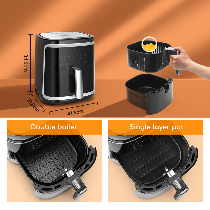 Aigostar Digitaal Airfryer-7L Hetelucht Friteuse-Receptenboek