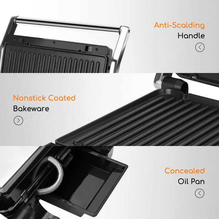 Aigostar-Contactgrill groot met uitneembare platen Panini Grill 2000W