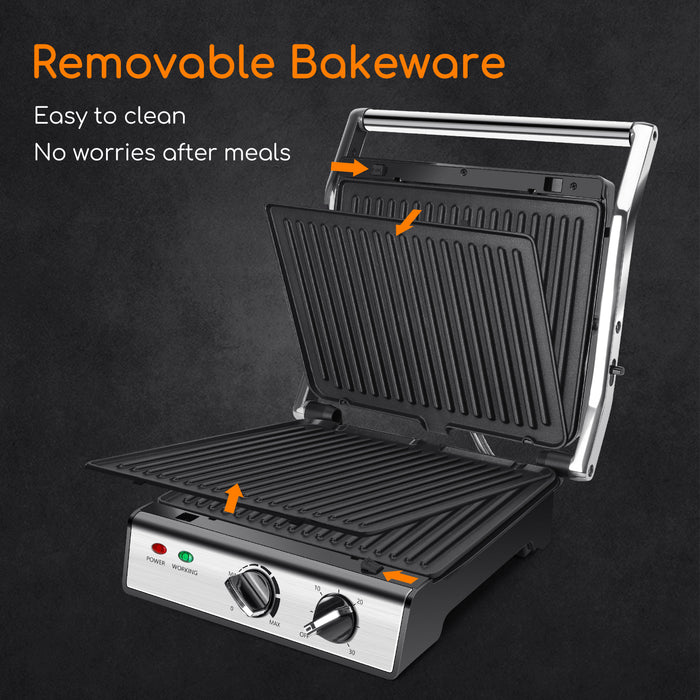 Aigostar-Contactgrill groot met uitneembare platen Panini Grill 2000W