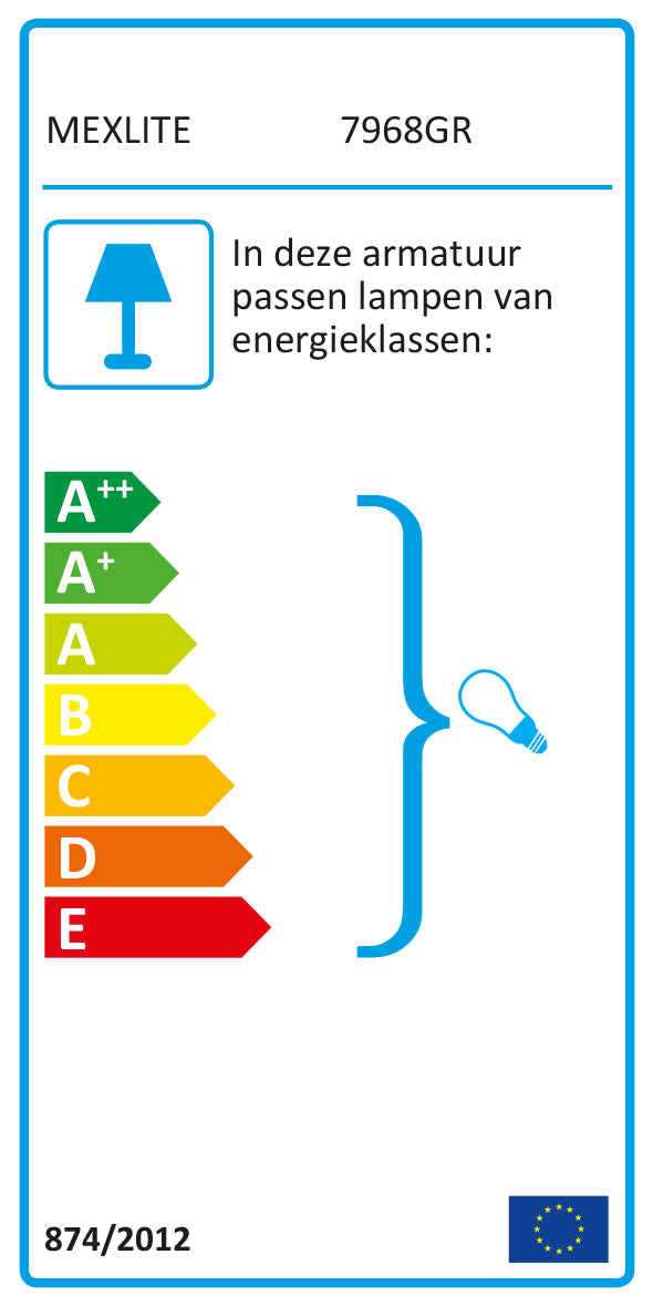 Mexlite Plafondlamp Gearwood 7968GR Grijs