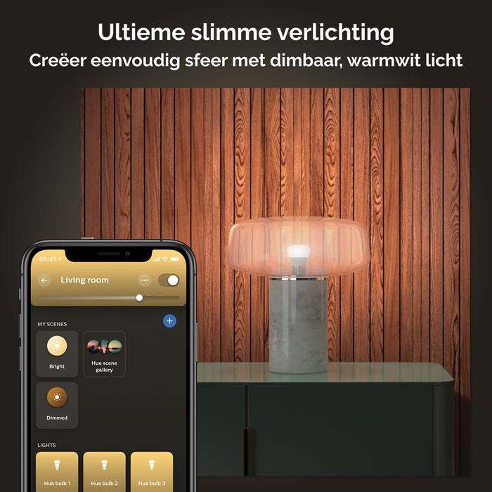 Philips Hue White Lichtbron - E27 - 3-pack