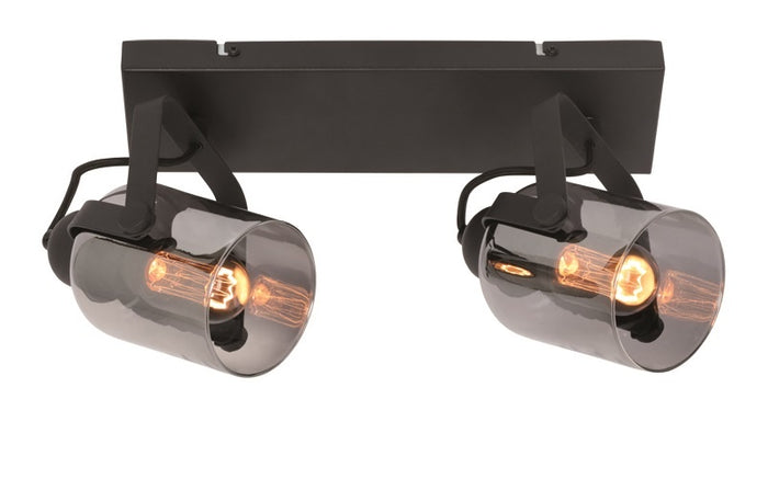 Freelight Spot Fumoso Zwart met Smoke Glas 2 Lichts