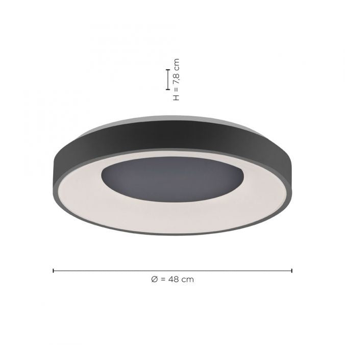 Paul Neuhaus Plafondlamp Anika Zwart 48cm Ø incl. Afstandsbediening
