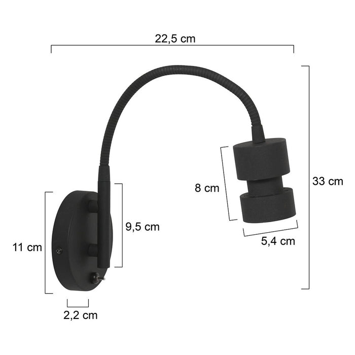 Steinhauer Wandlamp Natasja Zwart Flex 4.9 Watt Incl. Schakelaar