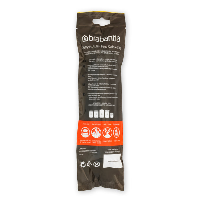 Brabantia Type A PerfectFit Jaarverpakking Afvalzak 3 Liter - 200 Stuks