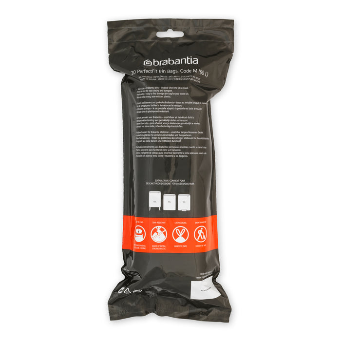 Brabantia Type M PerfectFit Jaarverpakking Afvalzak 60 Liter - 120 Stuks