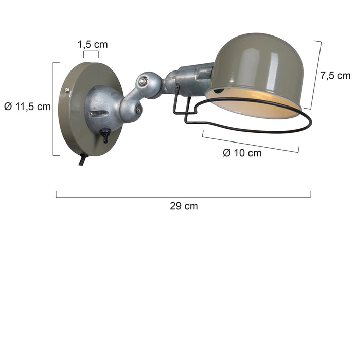 Mexlite - wandlamp - Davin - groen - aluminium metaal - bedlampje -