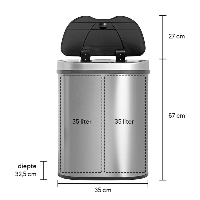 Homra Qubix Sensor Afvalemmer 70 Liter (2x35 Liter)