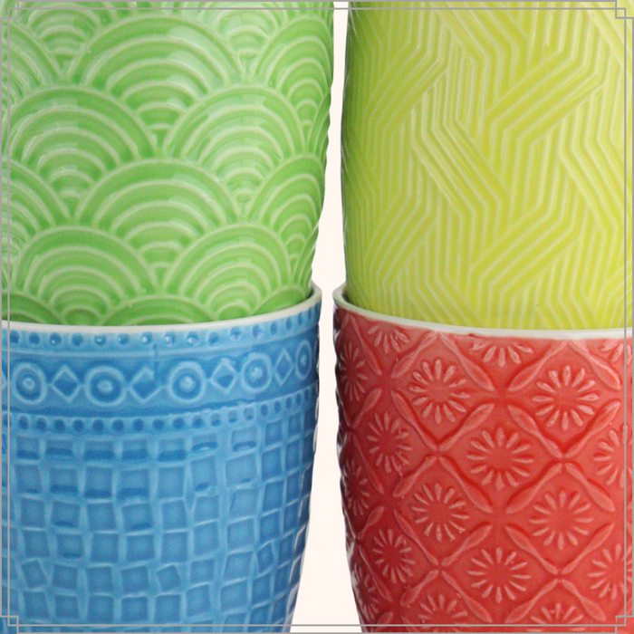 OTIX Theemokken 4 stuks 380 ml Thee glazen met oor Gekleurde Kopjes...