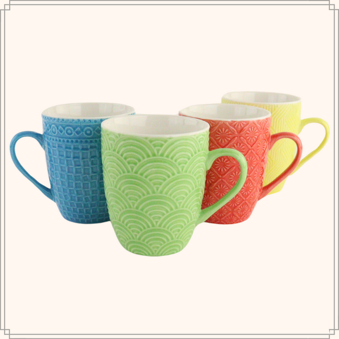 OTIX Theemokken 4 stuks 380 ml Thee glazen met oor Gekleurde Kopjes...