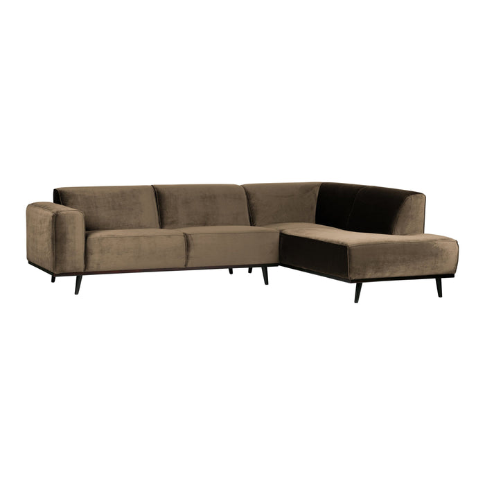WOOOD Statement Hoekbank Rechts - Fluweel - Taupe