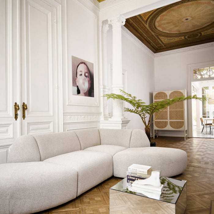 HKliving Jax Bank Element - Hoekstuk Rond - Geweven Stof - Naturel Melange
