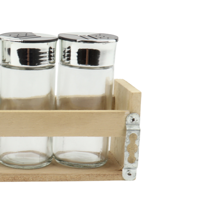 Excellent Houseware Kruidenrek met 5 Potjes op Houten Wandrek Wandm...
