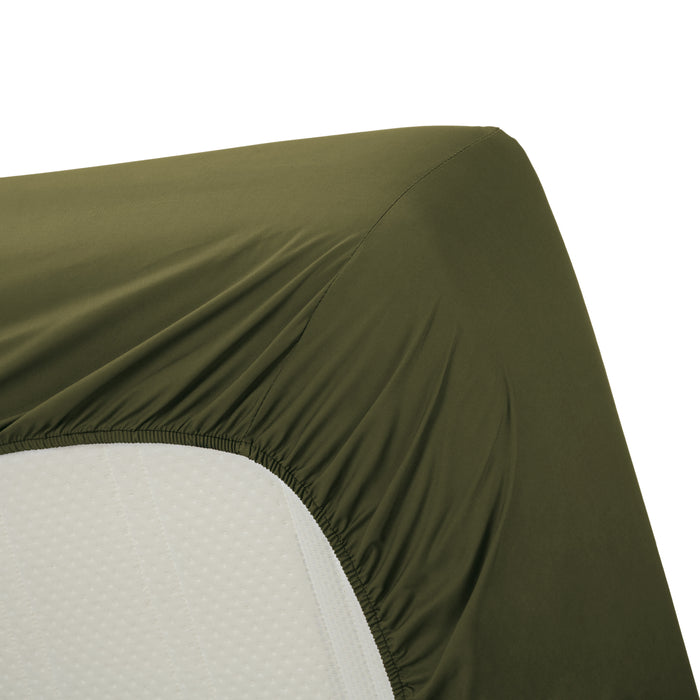 Ambiante Cotton Uni Hoeslaken 140 x 200 cm - Olijfgroen