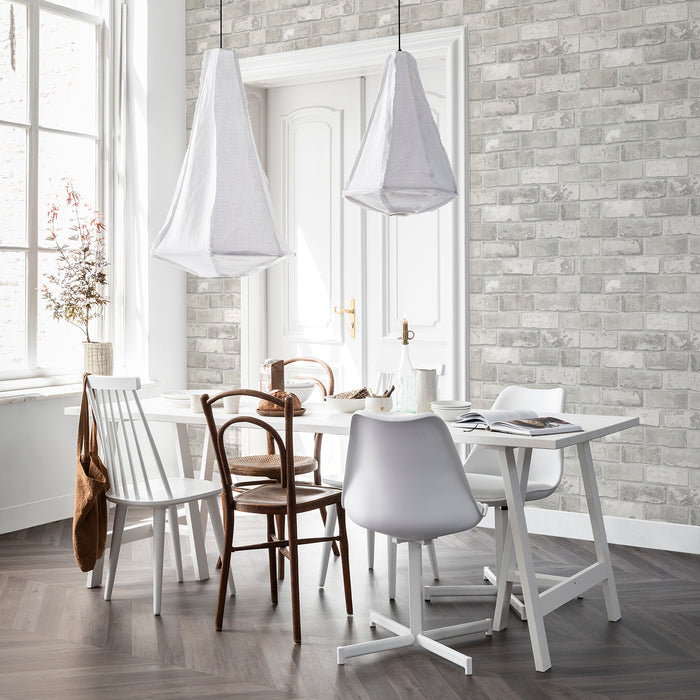 vtwonen vliesbehang Bricks Light Grey Lichtgrijs