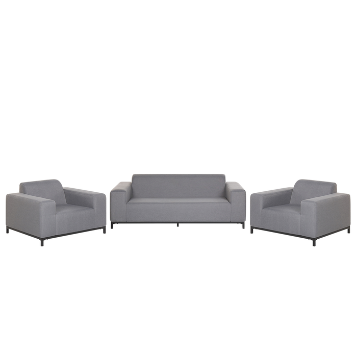 Beliani - ROVIGO - Loungeset voor 5 - Grijs|Zwart - Polyester