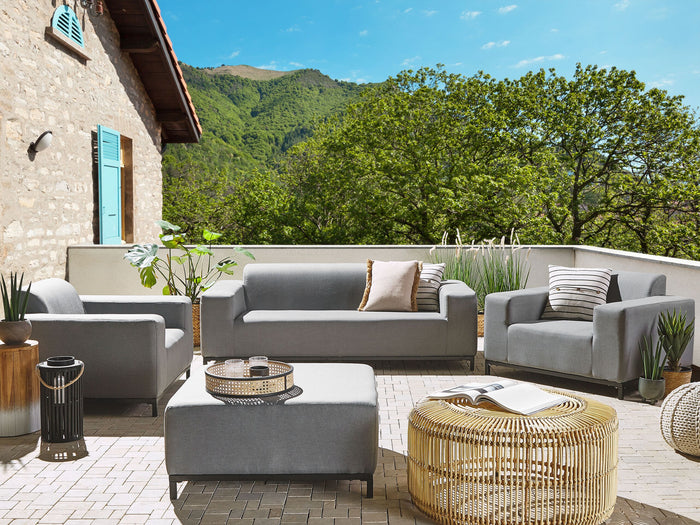 Beliani - ROVIGO - Loungeset voor 5 - Grijs|Zwart - Polyester