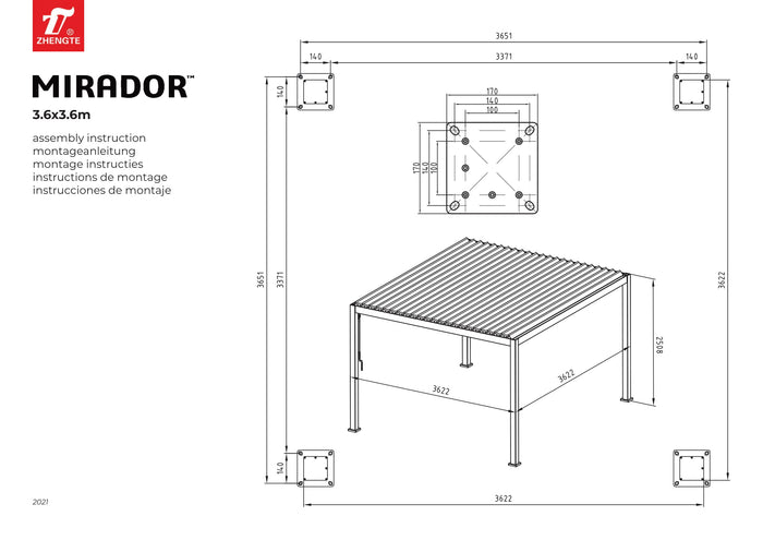 SORARA® Mirador Deluxe 360 x 360 cm Charcoal Zwart