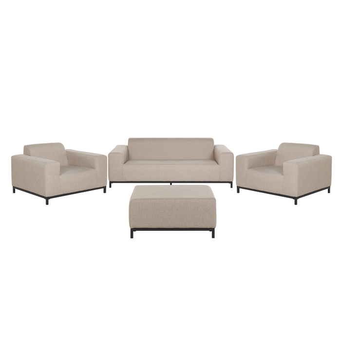 Beliani - ROVIGO - Loungeset voor 5 - Beige|Zwart - Polyester
