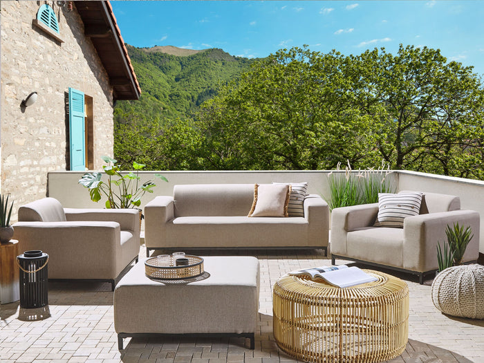 Beliani - ROVIGO - Loungeset voor 5 - Beige|Zwart - Polyester