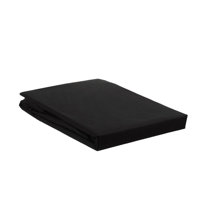 Ambiante Cotton Uni Hoeslaken 160 x 200 cm - Zwart