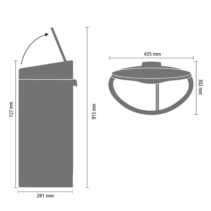 Brabantia Touch Bin Recycle Afvalemmer 33 Liter  (10+23 Liter)