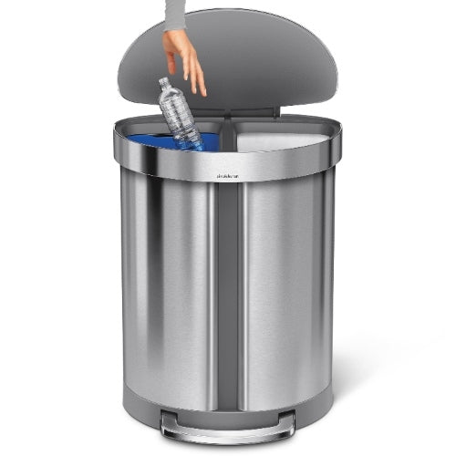 Liner Pocket Afvalemmer,Half Rond, Recycler, 23+33 L, Zilver - Simpleh