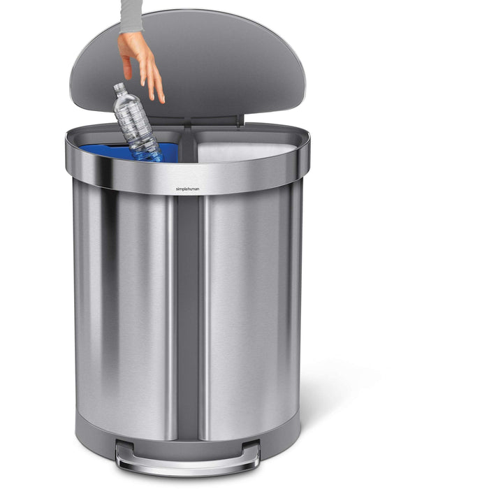 Liner Pocket Afvalemmer,Half Rond, Recycler, 23+33 L, Zilver - Simpleh