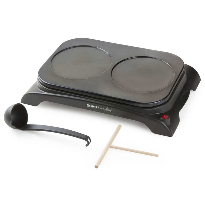 DOMO Crêpe- en pannenkoekenmaker dubbel DO8715P 1000 W zwart