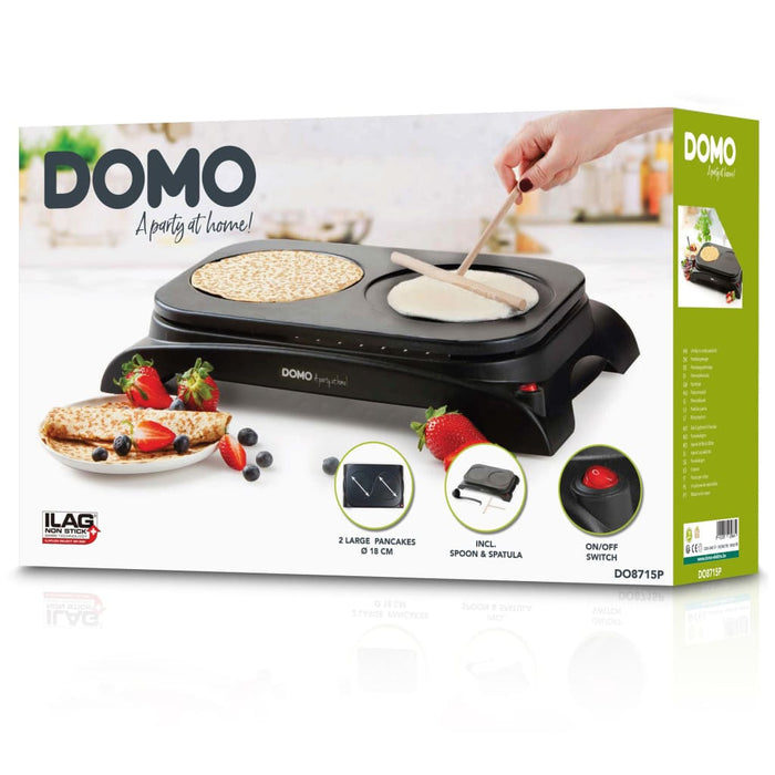 DOMO Crêpe- en pannenkoekenmaker dubbel DO8715P 1000 W zwart