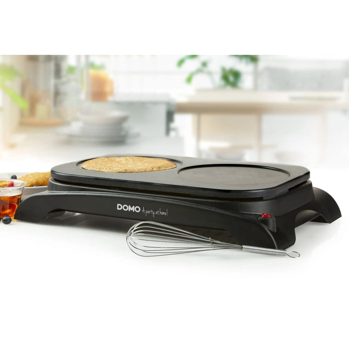 DOMO Crêpe- en pannenkoekenmaker dubbel DO8715P 1000 W zwart