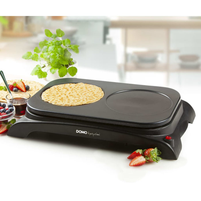 DOMO Crêpe- en pannenkoekenmaker dubbel DO8715P 1000 W zwart