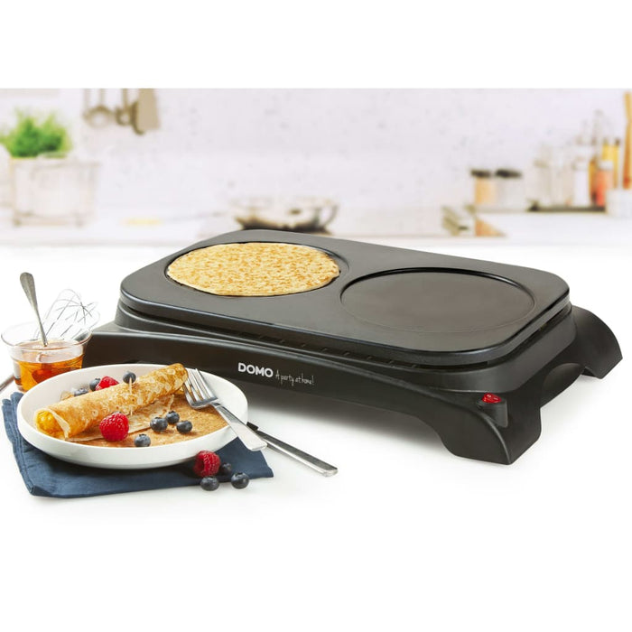 DOMO Crêpe- en pannenkoekenmaker dubbel DO8715P 1000 W zwart